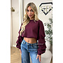 BURGUNDY - ‘SOLÈNE SWEATER’ – OVERSIZED LAYERED RUFFLE SLEEVE SWEATER