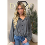 BLACK - 'MAREN BLOUSE' - BOMBER CHECKED BLOUSE