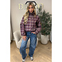 BURGUNDY - 'SOLÉNE JACKET' - CHECKED RUFFLE SLEEVE JACKET