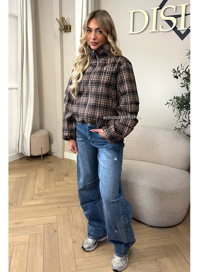 CHOCO - 'SOLÉNE JACKET' - CHECKED RUFFLE SLEEVE JACKET