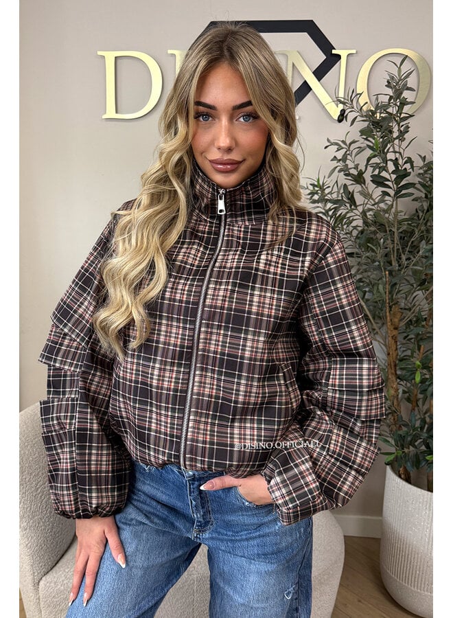 CHOCO - 'SOLÉNE JACKET' - CHECKED RUFFLE SLEEVE JACKET