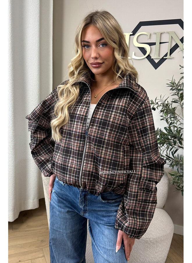 CHOCO - 'SOLÉNE JACKET' - CHECKED RUFFLE SLEEVE JACKET
