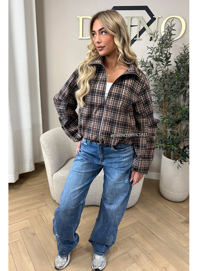 CHOCO - 'SOLÉNE JACKET' - CHECKED RUFFLE SLEEVE JACKET