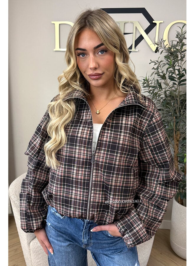 CHOCO - 'SOLÉNE JACKET' - CHECKED RUFFLE SLEEVE JACKET