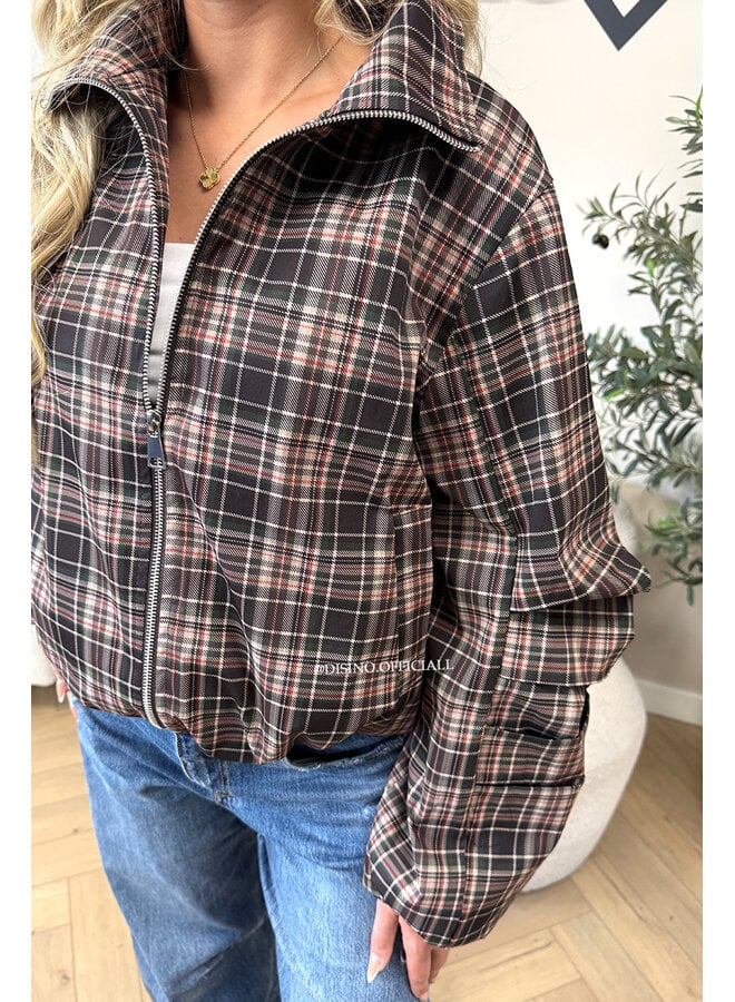 CHOCO - 'SOLÉNE JACKET' - CHECKED RUFFLE SLEEVE JACKET