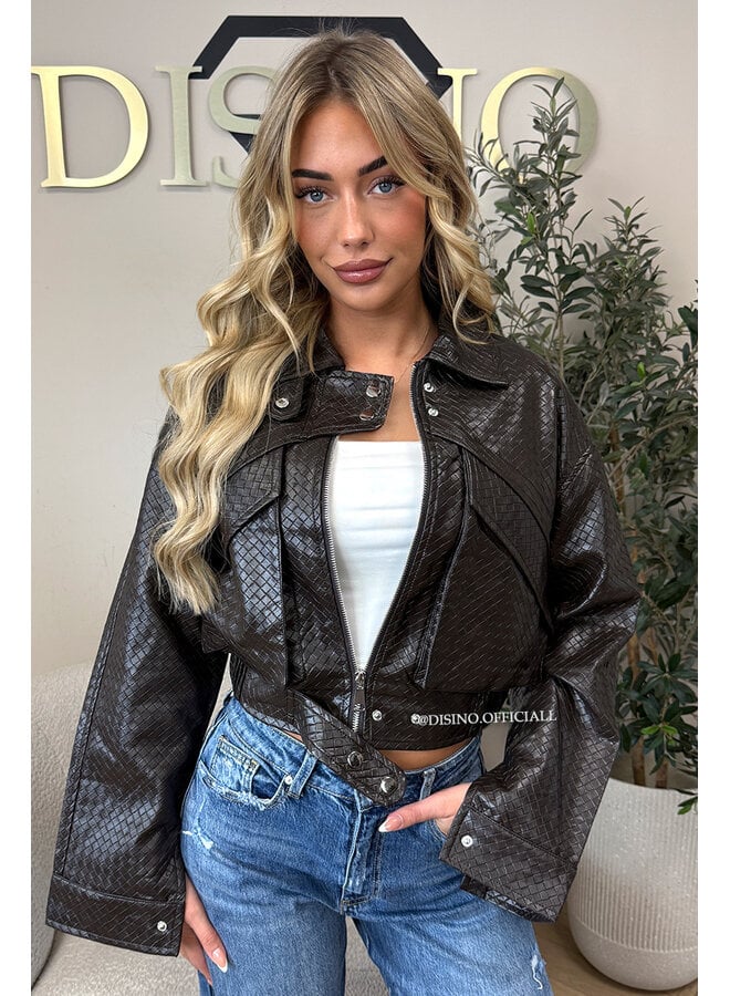 CHOCO - 'ALESSIA JACKET' - INSPIRED WOVEN FAUX LEATHER JACKET