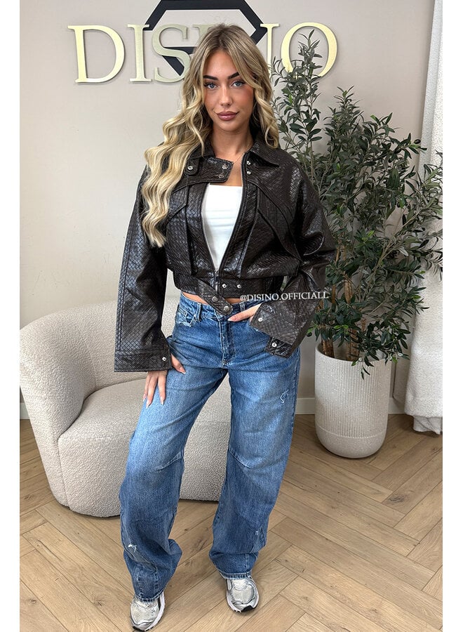 CHOCO - 'ALESSIA JACKET' - INSPIRED WOVEN FAUX LEATHER JACKET