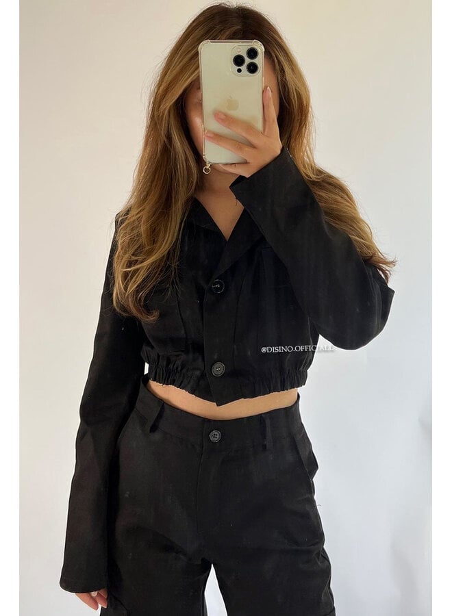 BLACK - 'PHOEBE JACKET' - PREMIUM QUALITY CARGO JACKET TOP