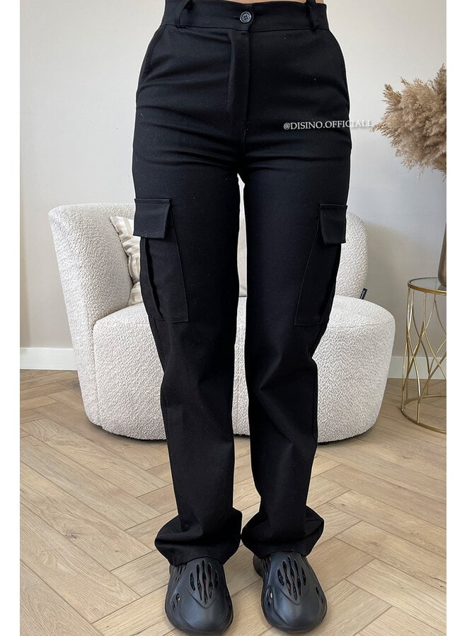 BLACK - 'PHOEBE TROUSERS' - PREMIUM QUALITY CARGO TROUSERS