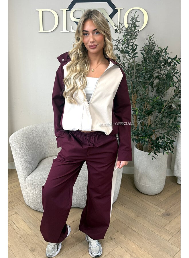 BURGUNDY - ‘MONACO SET’ – PREMIUM QUALITY COLORBLOCK TRACKSUIT