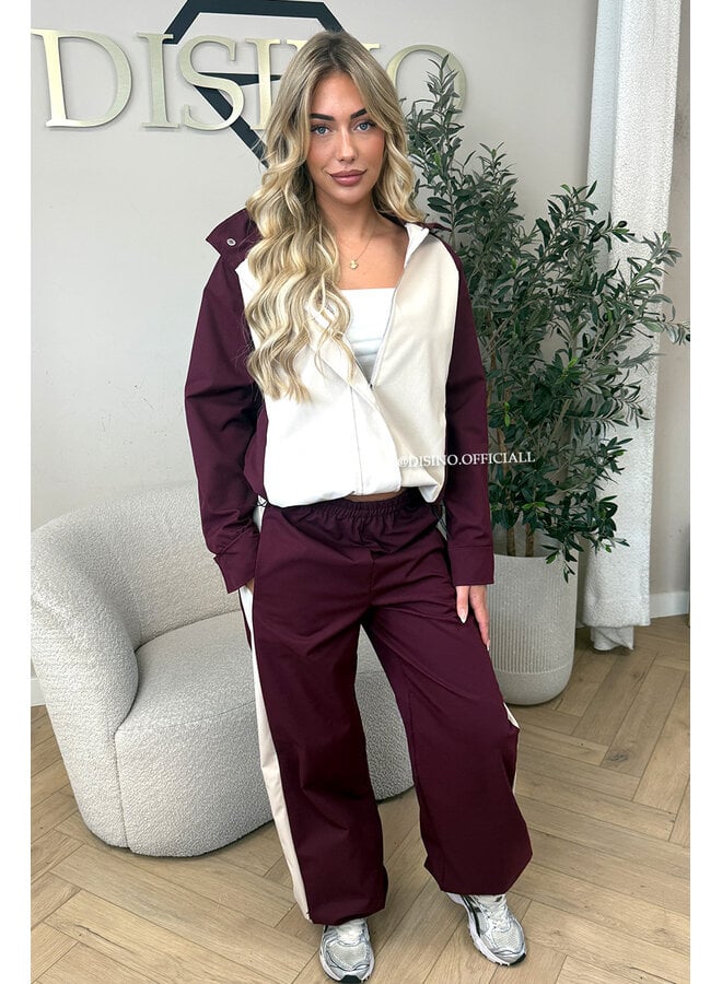 BURGUNDY - ‘MONACO SET’ – PREMIUM QUALITY COLORBLOCK TRACKSUIT