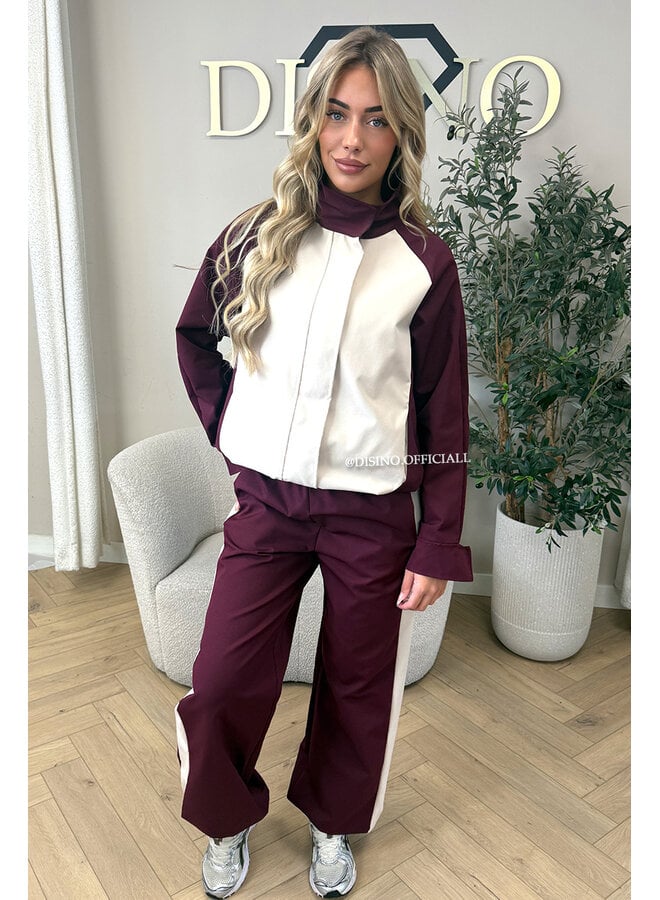 BURGUNDY - ‘MONACO SET’ – PREMIUM QUALITY COLORBLOCK TRACKSUIT