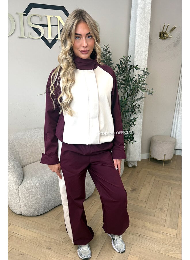 BURGUNDY - ‘MONACO SET’ – PREMIUM QUALITY COLORBLOCK TRACKSUIT