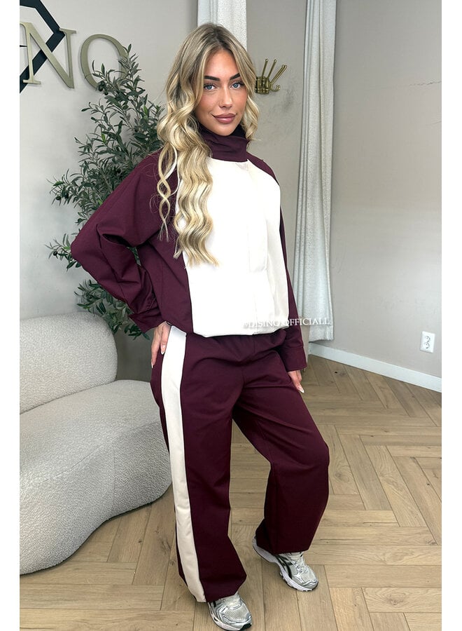 BURGUNDY - ‘MONACO SET’ – PREMIUM QUALITY COLORBLOCK TRACKSUIT