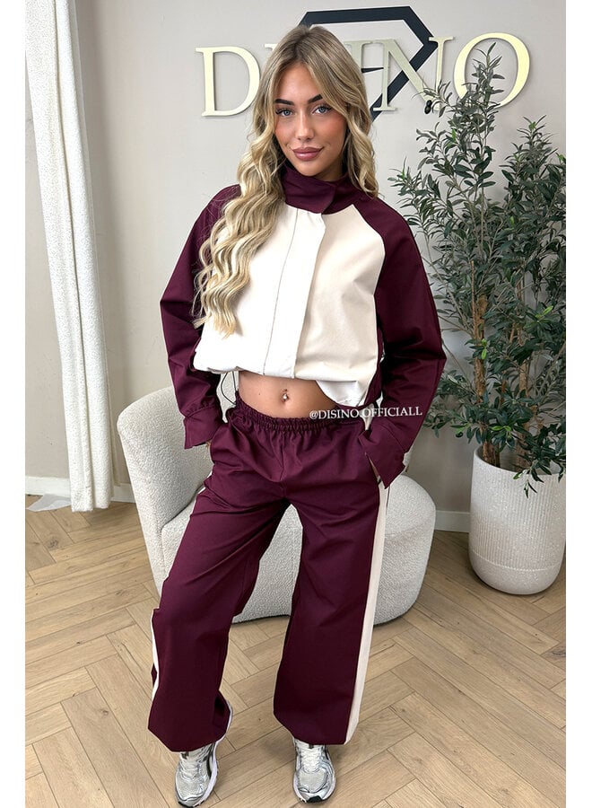 BURGUNDY - ‘MONACO SET’ – PREMIUM QUALITY COLORBLOCK TRACKSUIT