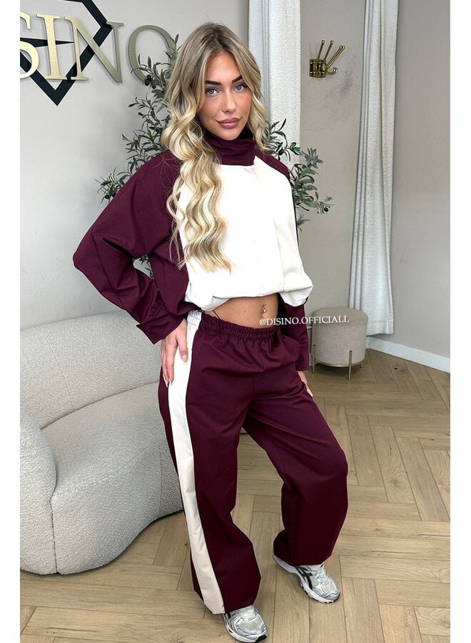 BURGUNDY - ‘MONACO SET’ – PREMIUM QUALITY COLORBLOCK TRACKSUIT
