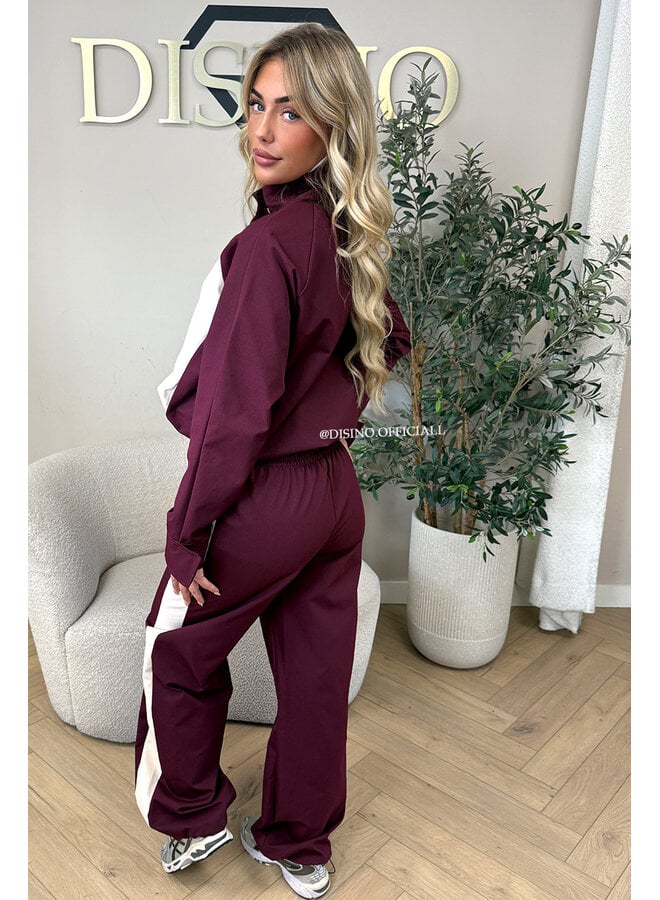 BURGUNDY - ‘MONACO SET’ – PREMIUM QUALITY COLORBLOCK TRACKSUIT