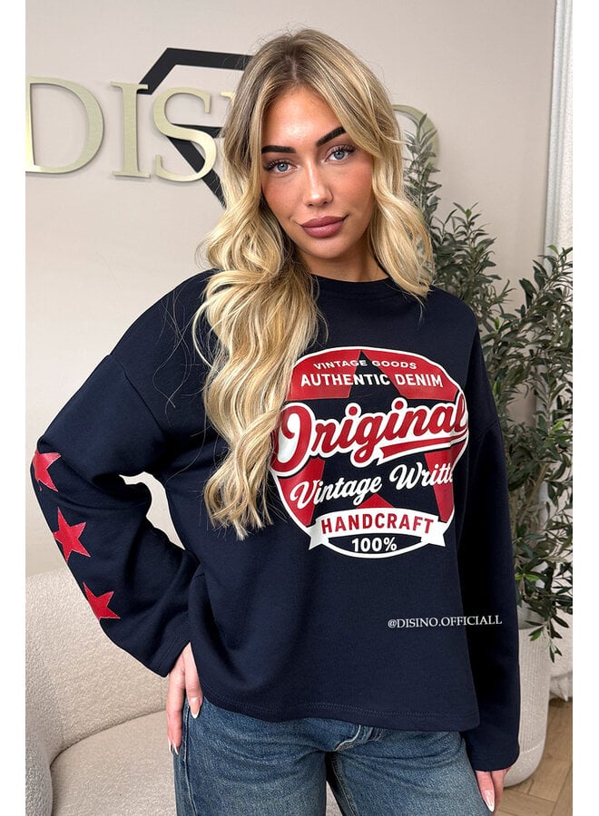 NAVY BLUE - 'ORIGINAL VINTAGE' - OVERSIZED LONGSLEEVE TOP