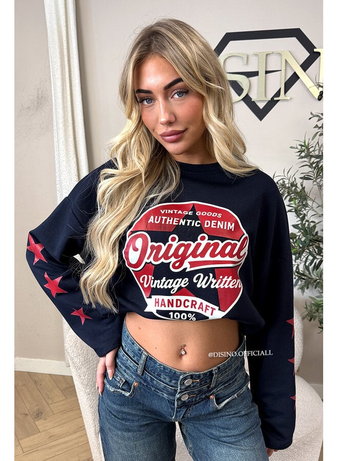 NAVY BLUE - 'ORIGINAL VINTAGE' - OVERSIZED LONGSLEEVE TOP