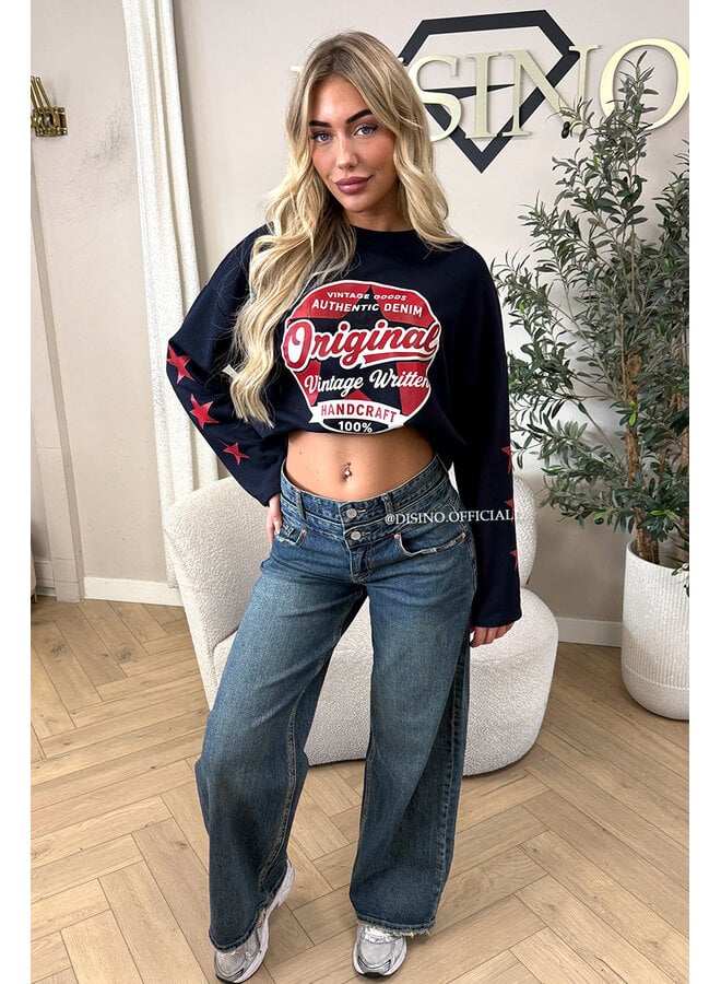 NAVY BLUE - 'ORIGINAL VINTAGE' - OVERSIZED LONGSLEEVE TOP