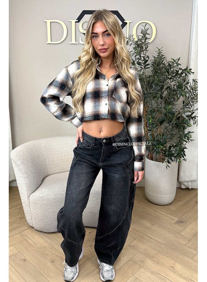 BLACK - 'BALVIN JEANS' - SUPER STRETCH VIRAL BALLOON CARGO LEG JEANS