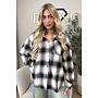 BLACK/CHOCO - 'MAUREEN BLOUSE' - DIAMONDS ALL OVER OVERSIZED CHECKED BLOUSE