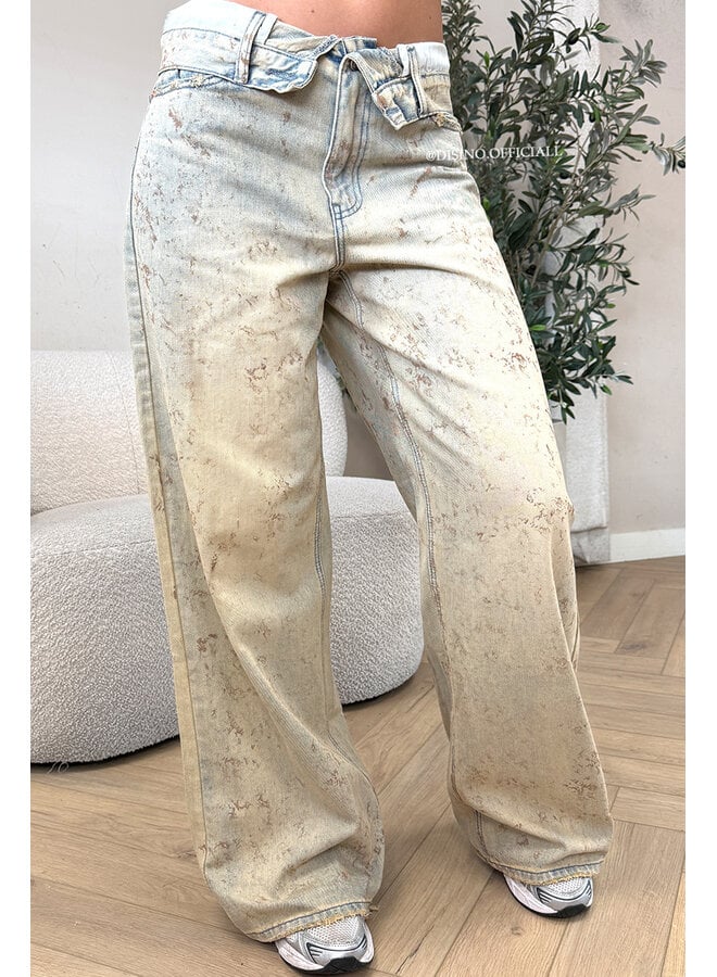SAND WASH – ‘KIARA JEANS’ – FOLDED WAIST BAGGY JEANS