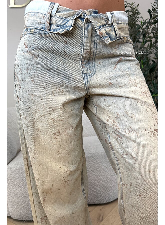 SAND WASH – ‘KIARA JEANS’ – FOLDED WAIST BAGGY JEANS