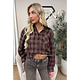 BURGUNDY - 'LORENA BLOUSE' - DIAMONDS ALL OVER OVERSIZED CHECKED BLOUSE