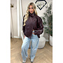 BURGUNDY - 'ZORA JACKET' - PREMIUM OVERSIZED HIGH NECK LEATHER BOMBER JACKET
