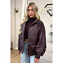 BURGUNDY - 'ZORA JACKET' - PREMIUM OVERSIZED HIGH NECK LEATHER BOMBER JACKET