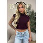 BURGUNDY - 'CLEO' - BOYFRIEND PUFF SHOULDER TOP