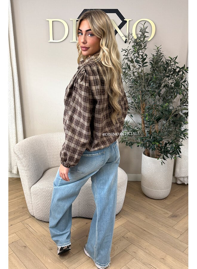 CHOCO - 'FLORENCE BLOUSE' - CROPPED DIAMONDS ALL OVER CHECKED BLOUSE