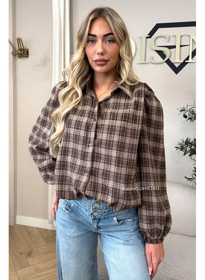 CHOCO - 'FLORENCE BLOUSE' - CROPPED DIAMONDS ALL OVER CHECKED BLOUSE