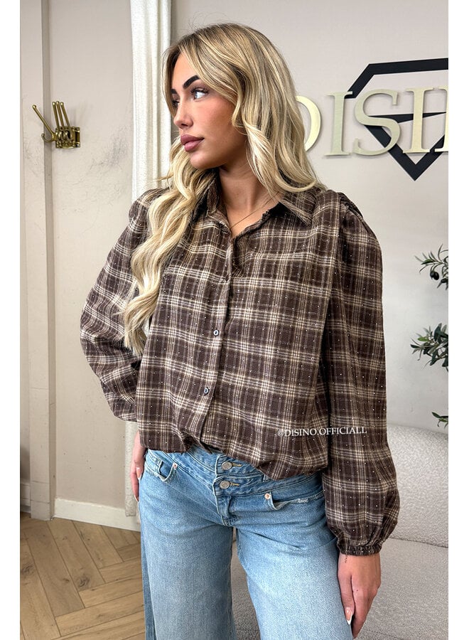 CHOCO - 'FLORENCE BLOUSE' - CROPPED DIAMONDS ALL OVER CHECKED BLOUSE