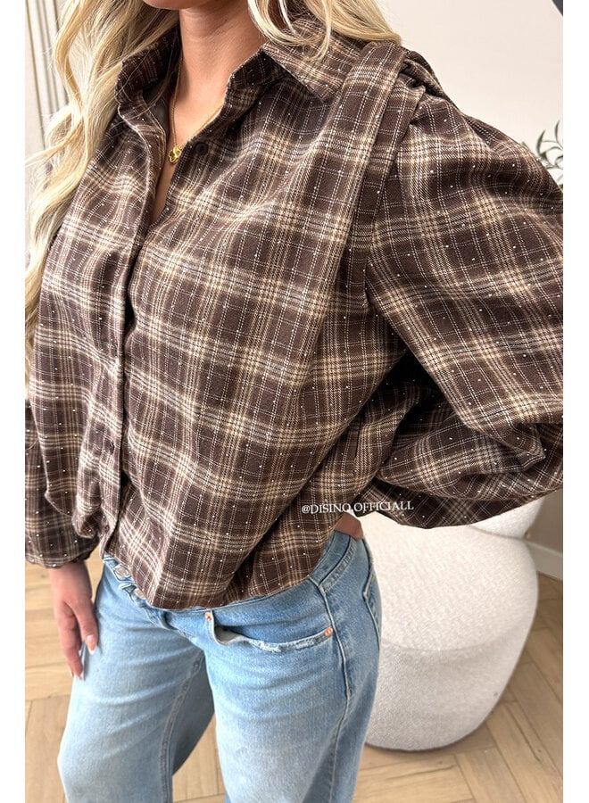 CHOCO - 'FLORENCE BLOUSE' - CROPPED DIAMONDS ALL OVER CHECKED BLOUSE