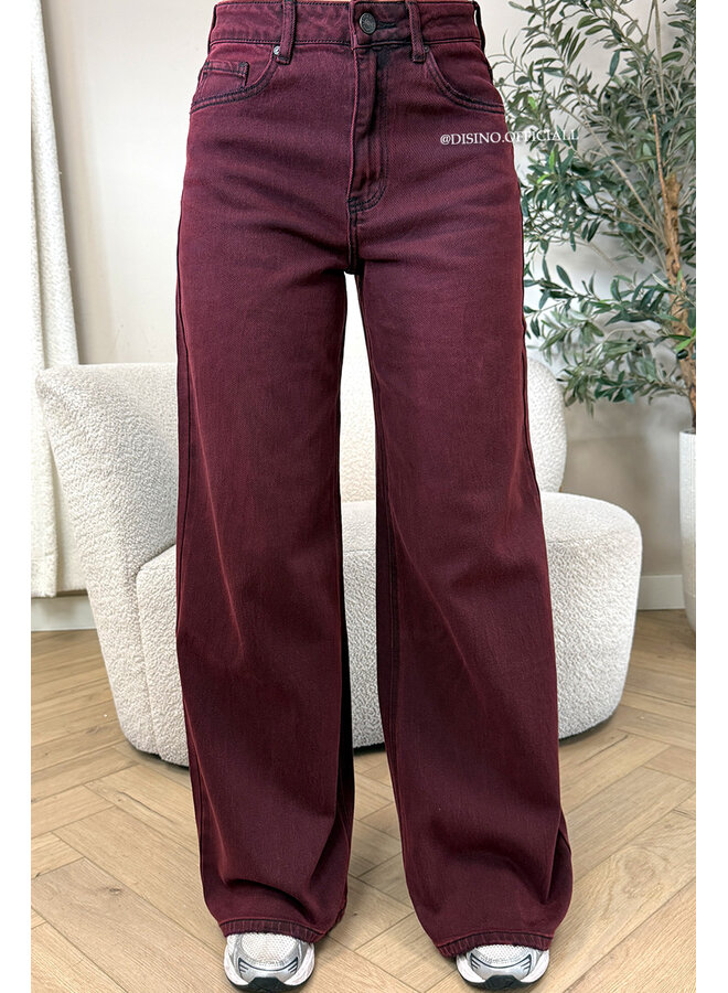 BURGUNDY - 'MANILA JEANS' - BAGGY FIT STRETCH JEANS