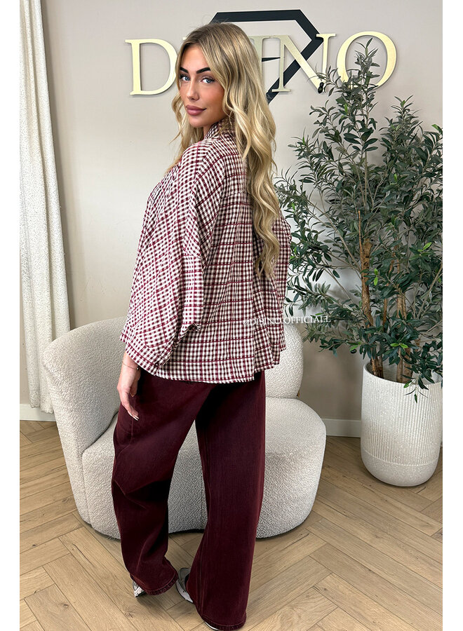 BURGUNDY - 'MANILA JEANS' - BAGGY FIT STRETCH JEANS