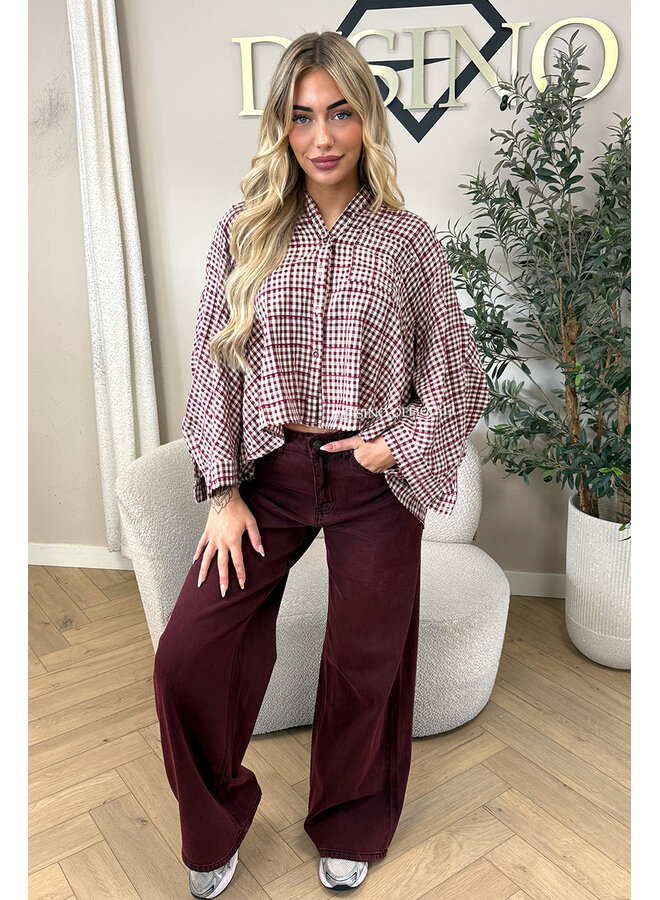 BURGUNDY - 'MANILA JEANS' - BAGGY FIT STRETCH JEANS