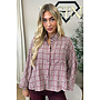 BURGUNDY – ‘MADELEINE BLOUSE’ – OVERSIZED GINGHAM BLOUSE