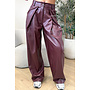 BURGUNDY - 'ALENA V2 PANTS' - STRETCH PALAZZO FAUX LEATHER PANTS