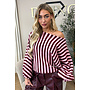 BURGUNDY - 'ELARA KNIT' - STRIPED OFF SHOULDER KNIT