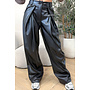 BLACK - 'ALENA V2 PANTS' - STRETCH PALAZZO FAUX LEATHER PANTS