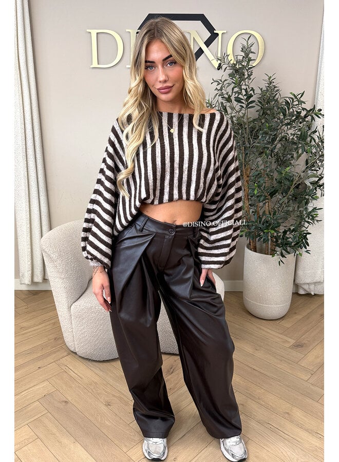 CHOCO - 'ALENA V2 PANTS' - STRETCH PALAZZO FAUX LEATHER PANTS