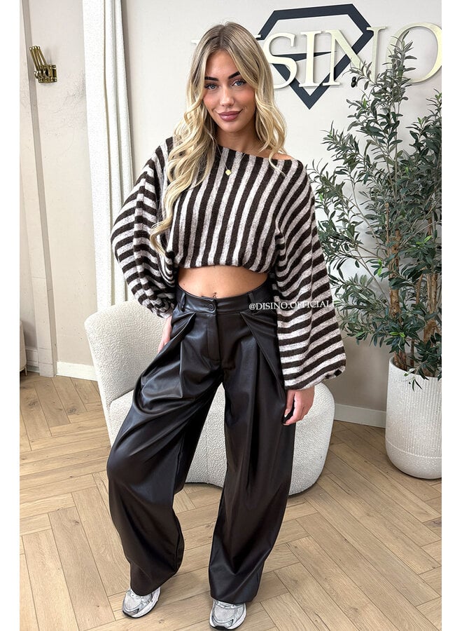 CHOCO - 'ALENA V2 PANTS' - STRETCH PALAZZO FAUX LEATHER PANTS
