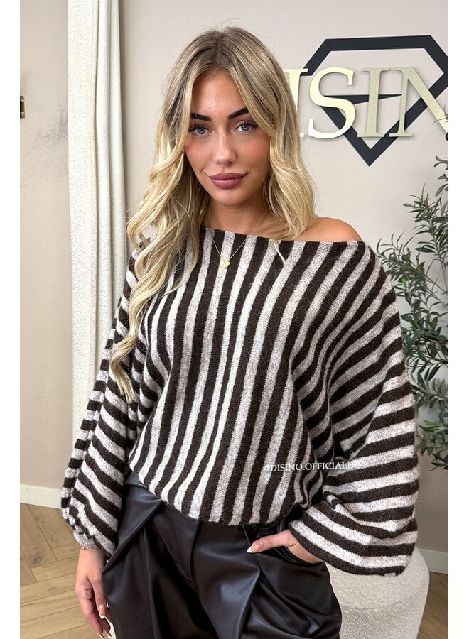 CHOCO - 'ELARA KNIT' - STRIPED OFF SHOULDER KNIT