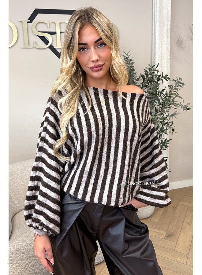 CHOCO - 'ELARA KNIT' - STRIPED OFF SHOULDER KNIT