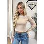 BEIGE - 'FIFI TOP' - LONGSLEEVE LACE DETAIL OFF SHOULDER TOP