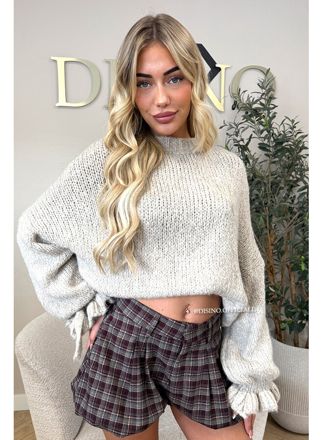 BURGUNDY – ‘DELILAH SHORTS’ – FLANELL CHECKED BALLOON SHORTS