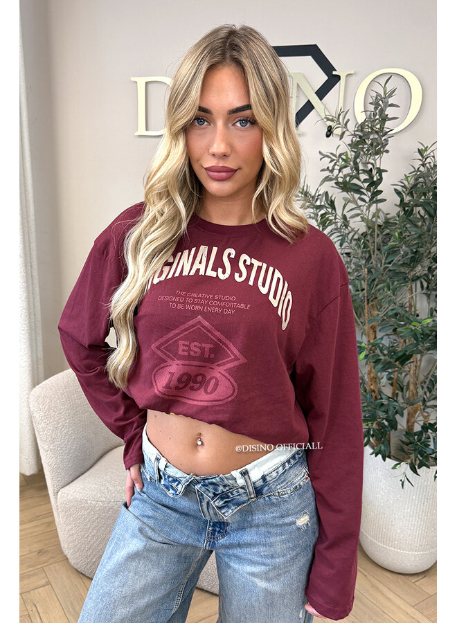 BURGUNDY - 'HAILEY LONGSLEEVE' - OVERSIZED ORIGINALS STUDIO LONGSLEEVE TOP